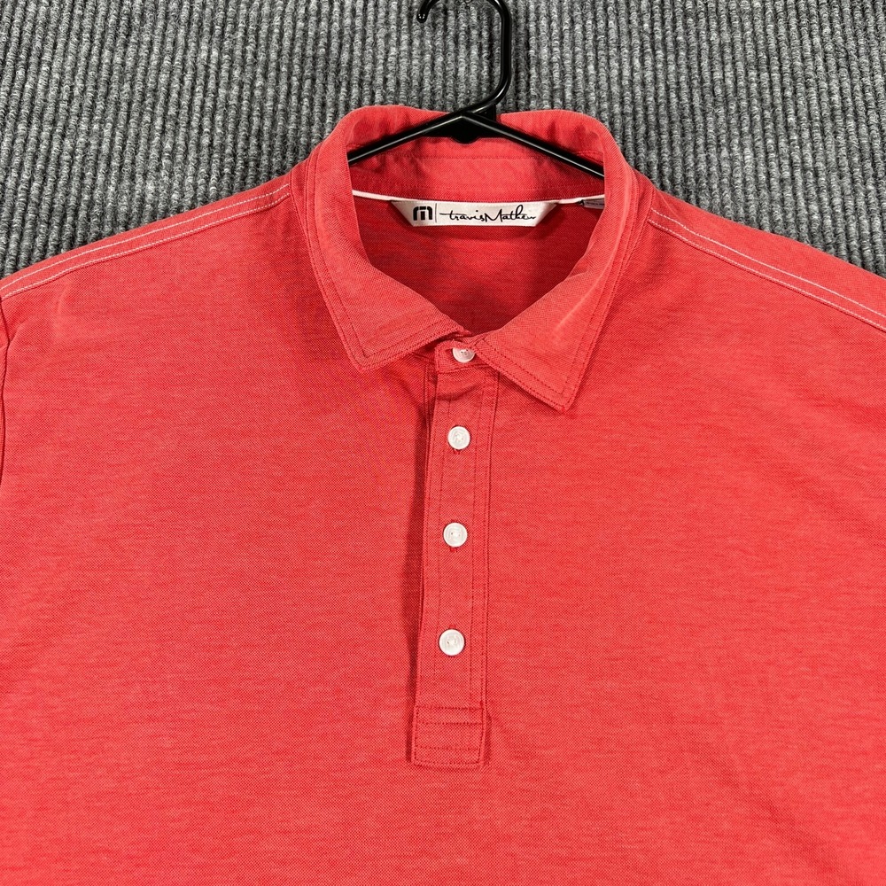 Travis Mathew Polo Shirt Mens XL Extra Large Red Short Sleeve Solid Casual Golf